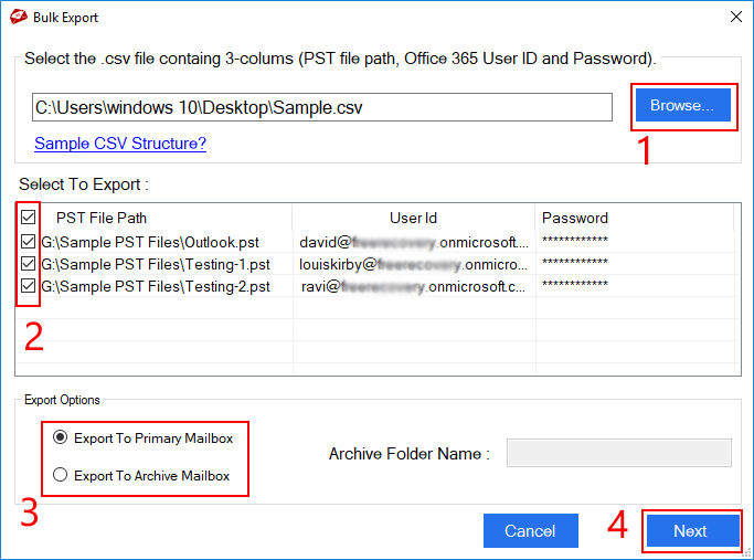 screenshot of MailsDaddy PST to Office 365